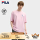 FILA 斐樂官方插畫師聯(lián)名情侶針織短袖2025春季新款時尚休閑寬松T恤 肉粉色-PK L 175/96A/L