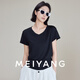 美洋（MEIYANG）情侶面膜T恤女夏季短袖T時尚休閑百搭顯瘦透氣t恤 簡黑  L 