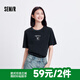 森馬（Semir）短袖t恤女寬松涼感上衣夏裝可愛刺繡印花圓領百搭正肩修身套頭衫 Z款-黑色調(diào)00399 XL /170/92A