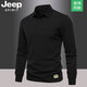 JEEP SPIRITjeep吉普polo衫男士新款秋冬季加絨長(cháng)袖休閑百搭T恤高端大品牌 黑色 2XL 145-165斤