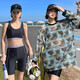 安與·洛施琪大碼泳衣女胖mm200斤分體三件套學生大胸遮肉五分褲沙灘長袖罩衫 圖片色 3XL