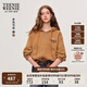 Teenie Weenie小熊連帽衛(wèi)衣女2025年春季新款復(fù)古水洗拉鏈短款開衫外套上衣女 棕色 S (160)