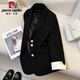皮爾卡丹（pierre cardin）2025春裝新款設計感薄荷綠西裝外套女韓系洋氣休閑小西服 2025黑色 常規 S 建議100斤以下 清-倉