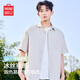 名創(chuàng)優(yōu)品冰絲涼感襯衫男短袖薄款透氣休閑青少年高級感夏季襯衣Z 淺米  XL