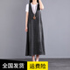 素訂大碼牛仔背帶連衣裙女夏2025新款韓版中長款寬松顯瘦無袖背心 黑色 L 【建議100-130斤】