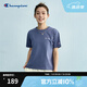 Champion冠軍2025春季新款純棉短袖T恤女士圓領(lǐng)刺繡上衣寬松休閑 霧霾藍(lán) M
