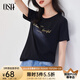 歐莎（OSA）白色字母短袖t恤女夏裝2025年新款設(shè)計感小眾衣服短款體恤上衣 黑色 M