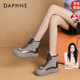 達(dá)芙妮（DAPHNE）東北雪地靴女款2024新款冬季加絨保暖大棉鞋厚底白色短靴子鞋子 紫色 跟高4CM 35 標(biāo)準(zhǔn)碼