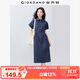 佐丹奴工裝襯衫裙女夏季純棉府綢口袋綁帶翻領(lǐng)連衣裙13465333