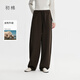 初棉抽繩松緊腰直筒休閑褲女25秋新品含牦牛絨舒適微寬松及地長(cháng)褲 熱巧克力色 M