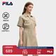 FILA 斐樂(lè )官方女裝梭織工裝連衣裙2025夏季新款時(shí)尚涼感防曬收腰裙子 荒草卡其-LK XL 175/92A/XL