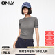ONLY夏季休閑百搭螺紋純色圓領短袖針織衫女|124124030 E52 錫镴灰色 S 160/80A