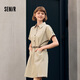 森馬（Semir）連衣裙女氣質(zhì)工裝裙子夏天女裝24夏純棉polo領(lǐng)短裙 淺卡其50301 XL