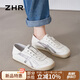 ZHR德訓鞋女輕便平底運動(dòng)女鞋一腳蹬休閑小白鞋女 BT103 米銀 38 