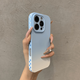 奧凡康創(chuàng)意側(cè)邊方格適用iPhone16手機殼新款蘋果15ProMax高級感漸變14Plus全包防摔17pro簡約保護套男女 雙色冰淇淋【漸變-藍色】精孔鏡框-磨砂膚感 iPhone 16 Promax