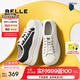 百麗（Belle）時(shí)尚餅干底板鞋女2025春新厚底增高帆布鞋B2550AM5 黑色 38 (240mm)