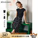 Olrain歐芮兒黑色波點(diǎn)法式風(fēng)半裙套裝2025夏季新款修身顯瘦兩件套 黑色 M
