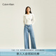 Calvin KleinJeans秋冬女士簡約ck刺繡休閑凈色內(nèi)搭打底修身針織衫J224777 YBI-牛乳白 XS