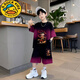 G.DUCKKIDS哪吒套裝男童運(yùn)動(dòng)短袖夏裝2025中大童夏季新款薄款衣服短褲兩件套 lo86英雄哪吒紅色(一整套) 130