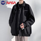 NASA BASE夾克外套男款休閑美式翻領(lǐng)寬松百搭外套男新款韓版工裝夾克外套男 黑色 XL （建議135-160斤）
