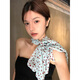 儷韻小屋（LiYunHouSe）法式波點(diǎn)印花絲巾女2025新款春夏季百搭配飾系脖長(cháng)條圍巾發(fā)帶 霧霾藍紅色波點(diǎn)絲巾