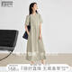 對白【懶人T恤裙】寬松直筒連衣裙女夏季2025新款中長款休閑裙子 灰綠色 XL