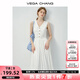VEGA CHANG白色連衣裙女2025新款夏簡(jiǎn)約氣質(zhì)設計感法式高級感V領(lǐng)繡花背心裙 象牙白 S