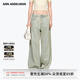 ANN ANDELMAN【徐璐同款】純色闊腿寬松彎刀褲休閑褲珍珠做舊牛仔褲女 淺黃色 25