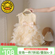 G.DUCKKIDS公主裙女童連衣裙夏季兒童周歲生日禮服洋氣高級(jí)女寶寶蓬蓬蛋糕裙 香檳色akmoacm 90 尺碼1~2歲【 80-90cm】cm