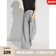 ELLE灰色高級感高腰闊腿褲女2025夏季新款小個(gè)子顯瘦垂墜感休閑褲 淺灰 S