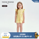 Teenie Weenie Kids小熊童裝25夏季新款女寶寶蕾絲純色飛袖連衣裙 黃色 100 cm