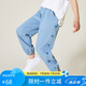 ASK JUNIOR女童褲子2025夏中大童長褲時尚印花柔軟兒童牛仔褲 藍色 150