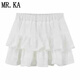 MR.KA芭蕾風(fēng)甜美A字蕾絲半身裙女蛋糕裙韓系ins高腰顯瘦夏季防走光白色 白色【超重工蕾絲裙】 L 建議100-115斤
