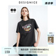 迪賽尼斯（DESIGNICE）2024年夏季新款通勤風百搭寬松小眾印花圓領短袖T恤女 灰色 XL