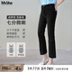 MsShe【面膜微喇牛仔褲】大碼女裝2025春夏季胖mm顯瘦直筒七分褲子 牛仔黑色現(xiàn)貨 2XL