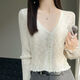 瑟空（SEKONG）2025春秋新款冰絲短款針織開(kāi)衫百搭披肩外搭罩衫空調衫小外套YYN 木耳邊 白色 均碼