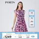 PORTS寶姿女裝春夏新品時尚碎花圓領短袖連衣裙LM8D240MPP109 丈青印花 M (6)