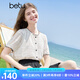 百圖betu女裝2025夏季新款襯衫小香風(fēng)波浪型撞色設(shè)計(jì)透氣短袖2407X08 米白 M