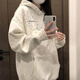 VEOX衛(wèi)衣女秋冬季美式高街白灰色連帽小眾設計感加絨外套上衣 燕麥花灰薄款 M (105斤以內)