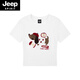 JEEP SPIRIT美式復(fù)古狗狗刺繡慵懶風(fēng)短袖T恤男女趣味休閑ins情侶男女款 白色短款 L