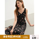 獨束大碼女裝「夜玫瑰」蕾絲吊帶連衣裙2025夏季新品氣質(zhì)顯瘦長裙 赫本黑 2XL （尺碼：4）