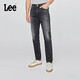 Lee25秋冬新舒適中腰錐形五袋款深灰色男牛仔褲潮