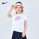 NIKE 耐克童裝大LOGO短袖T恤2025年夏季女童背后扭結設計兒童休閑上衣
