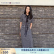 TOMMY HILFIGER【顯瘦百搭】夏季女休閑條紋收腰開叉POLO長裙連衣裙02497 黑白條紋0AY M