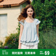 森馬（Semir）短袖襯衫女短款U領(lǐng)拼接波點(diǎn)繡花2025夏飛袖花苞上衣107425104060