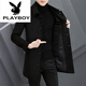 花花公子（PLAYBOY）外套男羊毛呢·大衣外套男士中長(cháng)款帥氣商務(wù)風(fēng)衣男加棉加 88601黑色 常規 XL 【120-135】斤