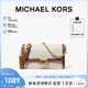 MICHAEL KORS禮物輕奢MK女包SONIA鏈條手提單肩斜挎腋下法棍包中號香草白拼棕
