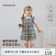 babylove女寶寶無(wú)袖連衣裙夏季純棉格子裙嬰兒裙子刺繡甜美可愛(ài)公主裙