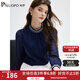 帕羅（PALUOPO）19姆米彈力雙喬春夏女士真絲長(zhǎng)袖t恤荷葉領(lǐng)褶皺重磅木耳邊緞面衫 藏青 L (165/88A)