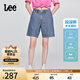 Lee25春夏新品經(jīng)典五袋款設(shè)計(jì)日常直筒休閑女牛仔短褲涼涼褲潮流 中藍(lán)色 28